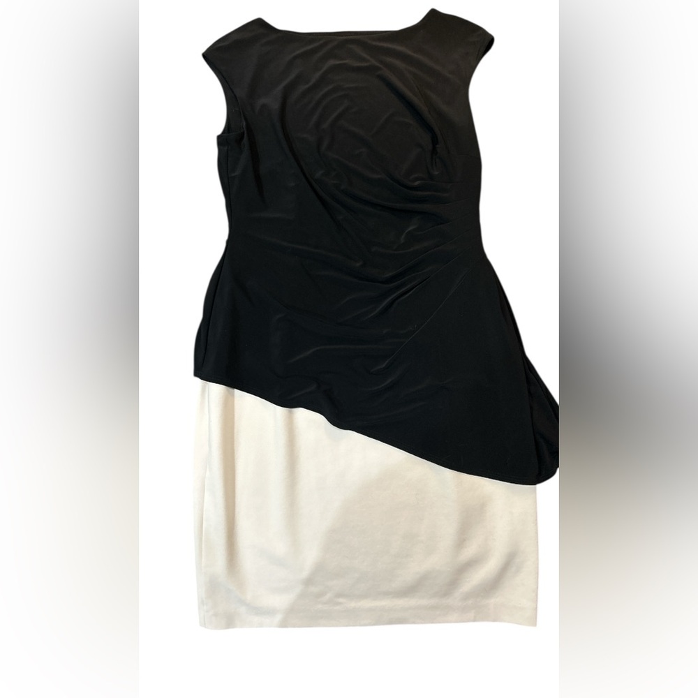 Ralph Lauren Black and White Asymmetrical Sheath Cocktail Dress. Size 8. EUC